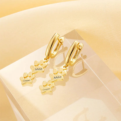 Personalized Pet Paws Hug Earrings