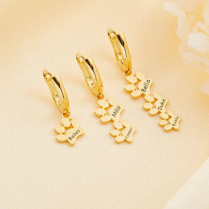 Personalized Pet Paws Hug Earrings
