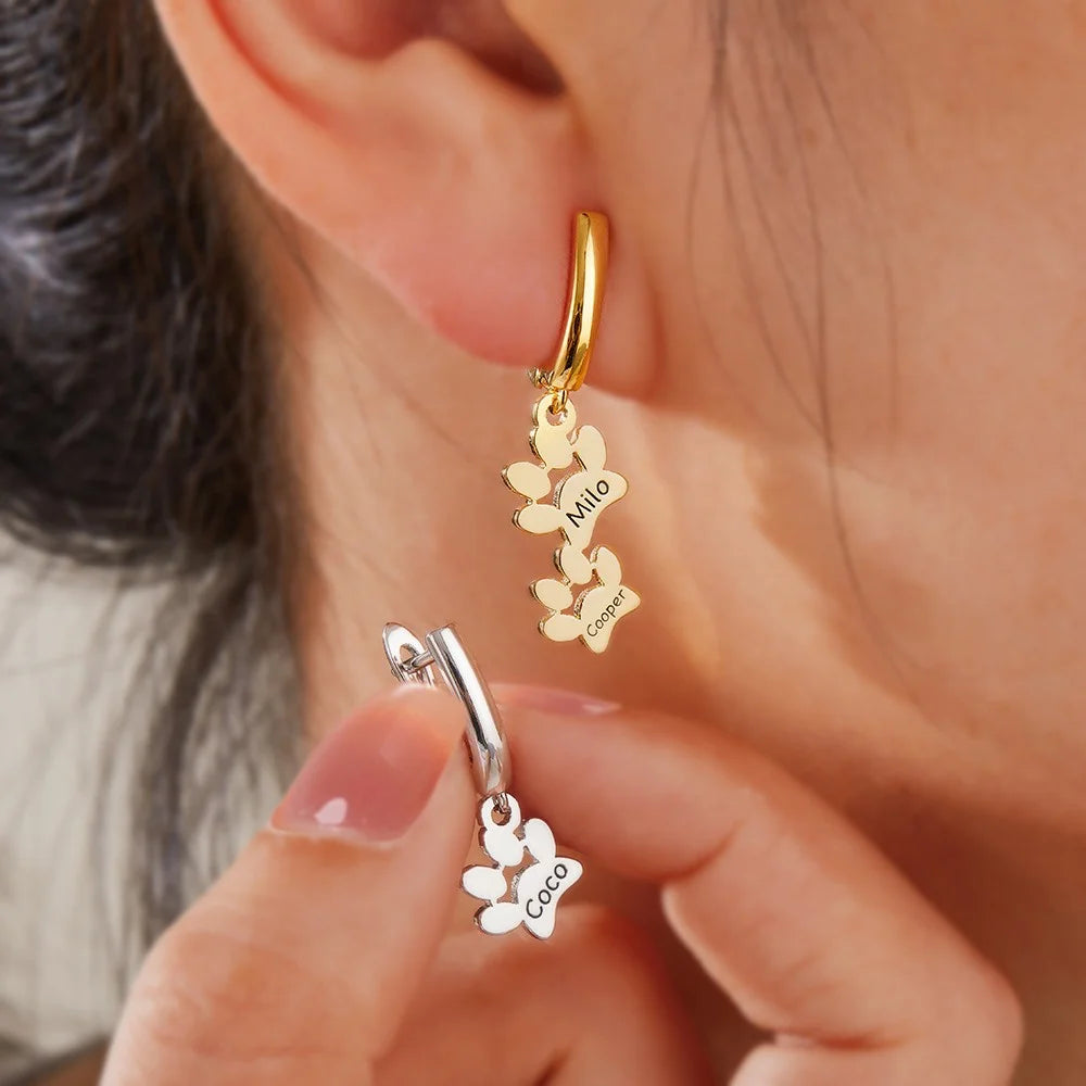 Personalized Pet Paws Hug Earrings