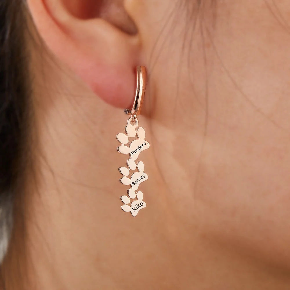 Personalized Pet Paws Hug Earrings