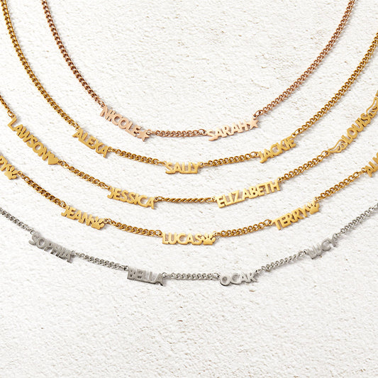 Custom Combined Family Names Necklace with Icons