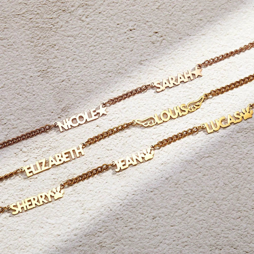 Custom Combined Family Names Necklace with Icons