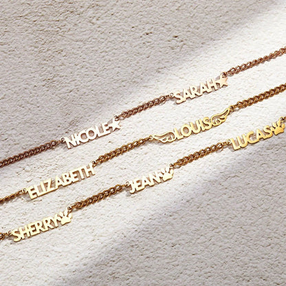 Custom Combined Family Names Necklace with Icons