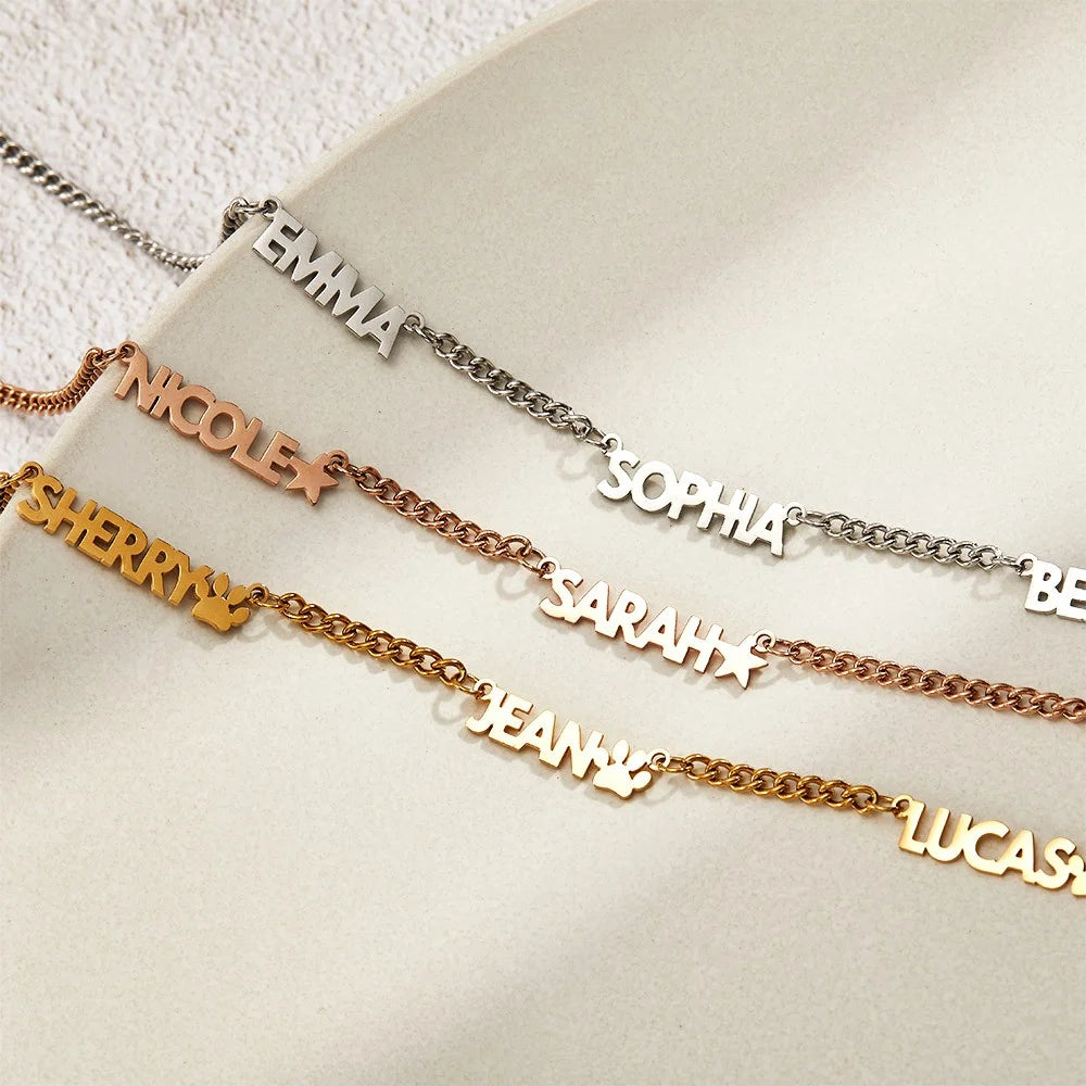 Custom Combined Family Names Necklace with Icons