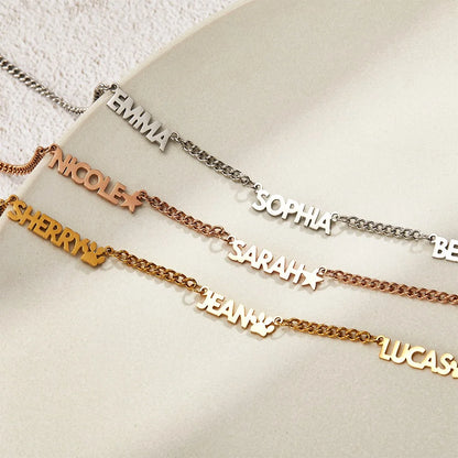 Custom Combined Family Names Necklace with Icons