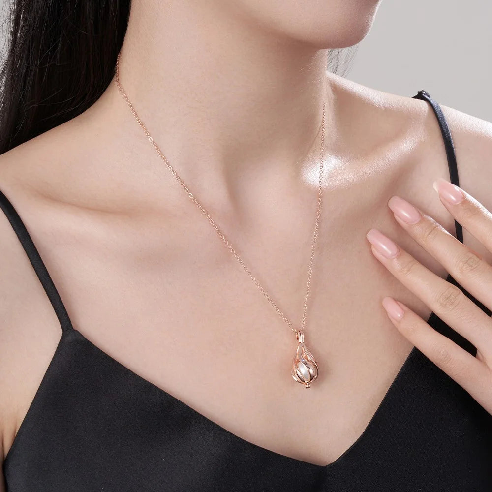 Personalized Name & Birthstone Pearl Drop Necklace