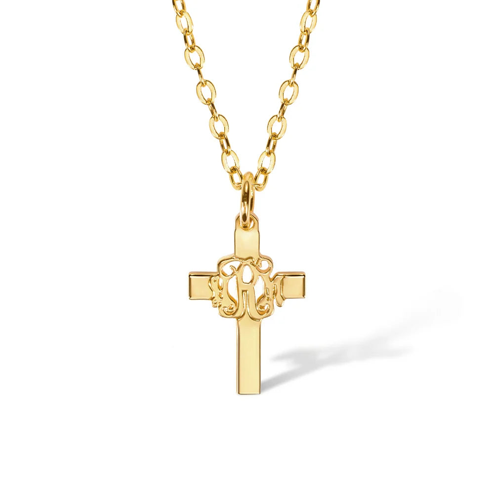 Personalized Minimalist Monogram Cross Necklace