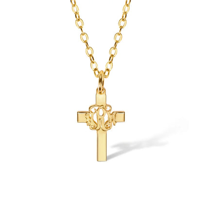 Personalized Minimalist Monogram Cross Necklace