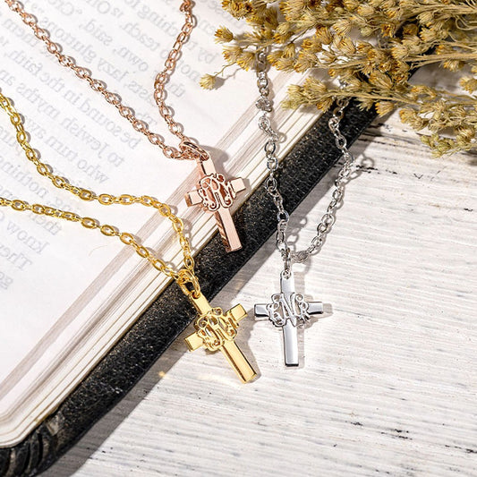 Personalized Minimalist Monogram Cross Necklace