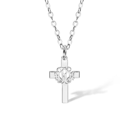 Personalized Minimalist Monogram Cross Necklace