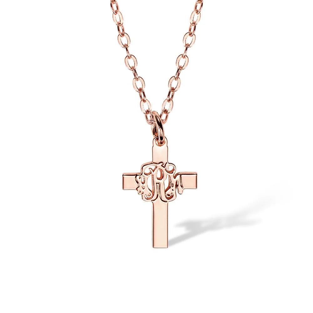 Personalized Minimalist Monogram Cross Necklace