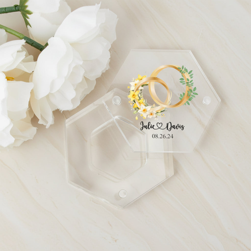 Birth Flower & Birth Tree Ring Box with Names & Date