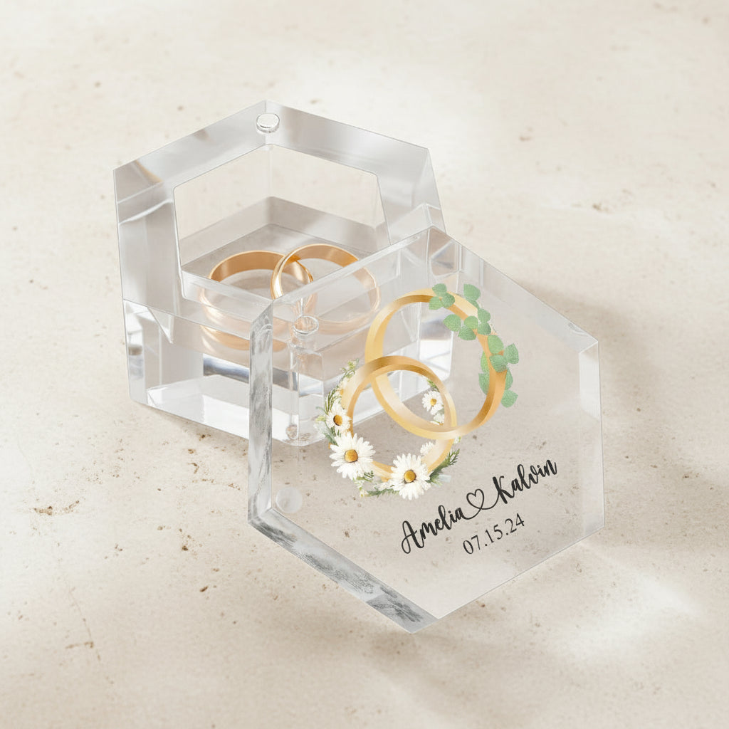 Birth Flower & Birth Tree Ring Box with Names & Date