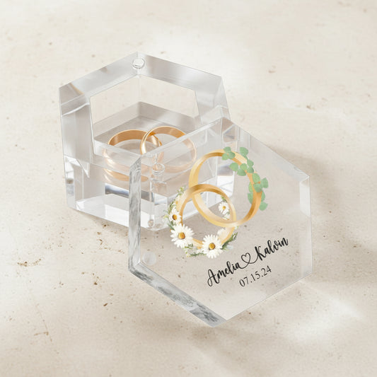 Birth Flower & Birth Tree Ring Box with Names & Date