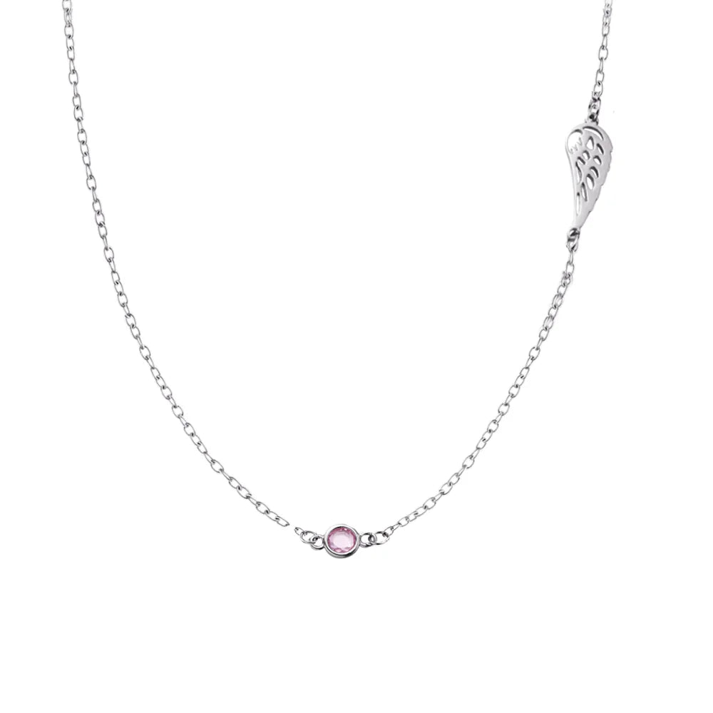 Personalized Birthstone Angel Wing Necklace