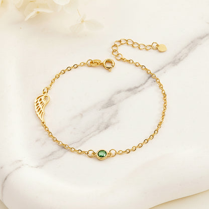 Personalized Birthstone Angel Wing Bracelet