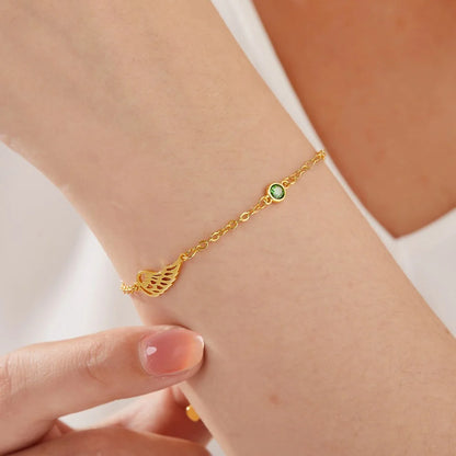 Personalized Birthstone Angel Wing Bracelet