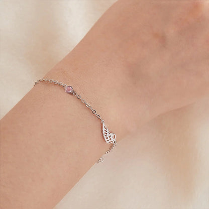 Personalized Birthstone Angel Wing Bracelet