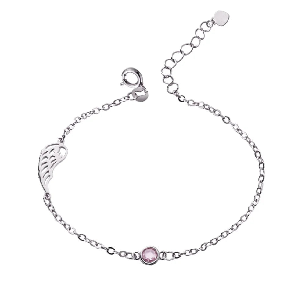 Personalized Birthstone Angel Wing Bracelet