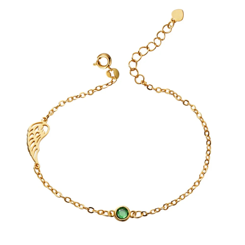 Personalized Birthstone Angel Wing Bracelet
