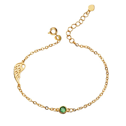 Personalized Birthstone Angel Wing Bracelet