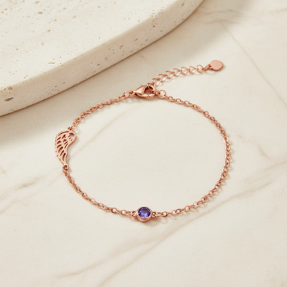 Personalized Birthstone Angel Wing Bracelet