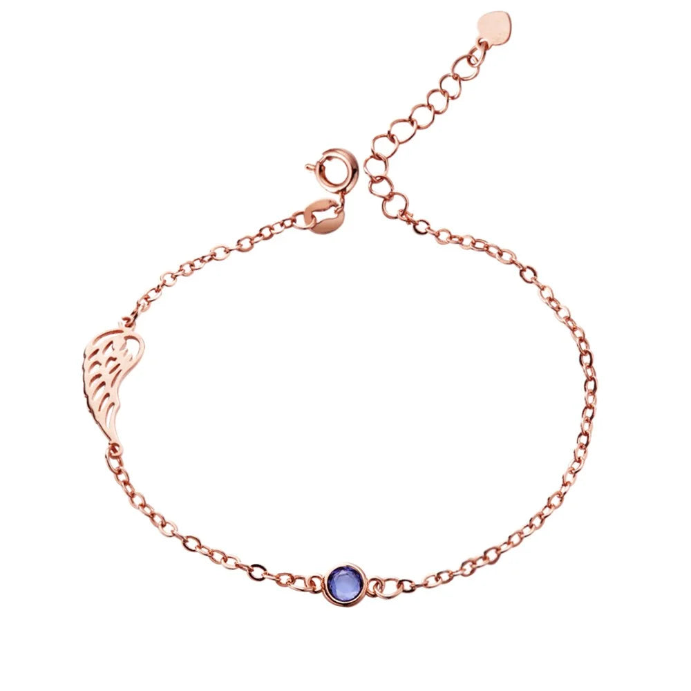 Personalized Birthstone Angel Wing Bracelet