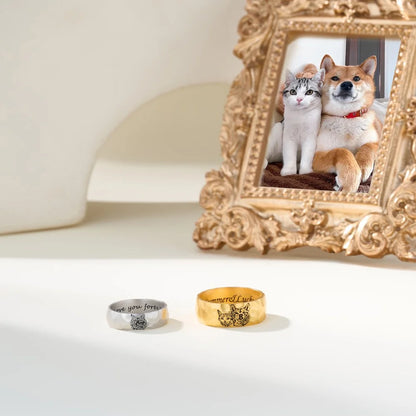 Custom Engraved Sketch Photo Hammered Ring