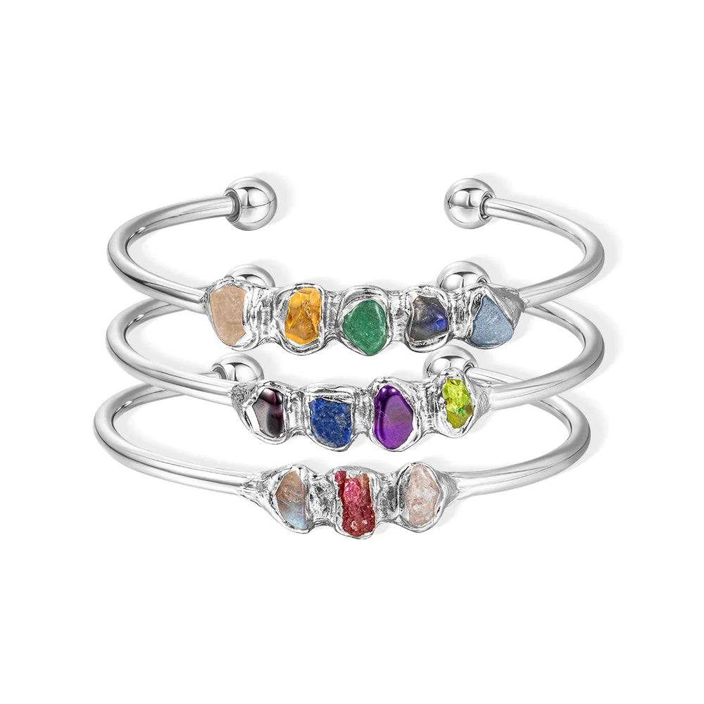 Custom Combined Raw Birthstone Bracelet