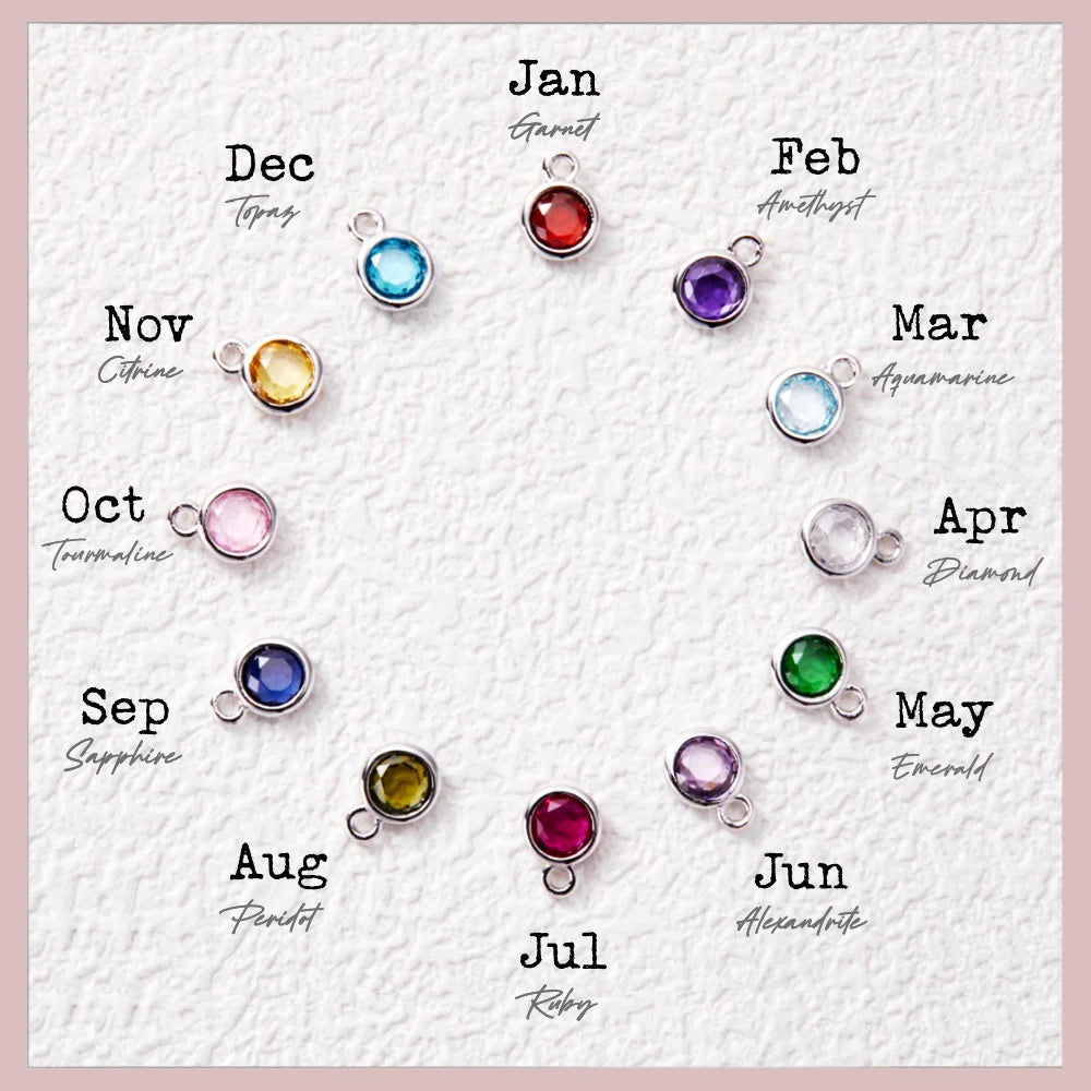 Custom Bubble Initial Birthstone Necklace