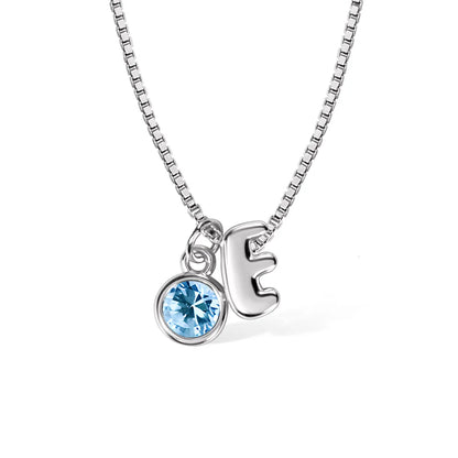 Custom Bubble Initial Birthstone Necklace