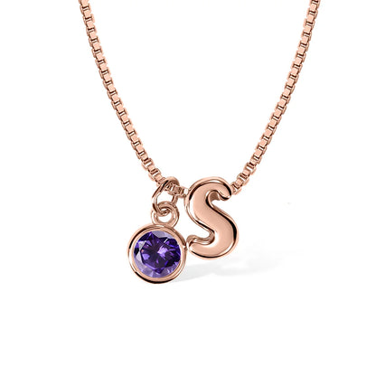 Custom Bubble Initial Birthstone Necklace