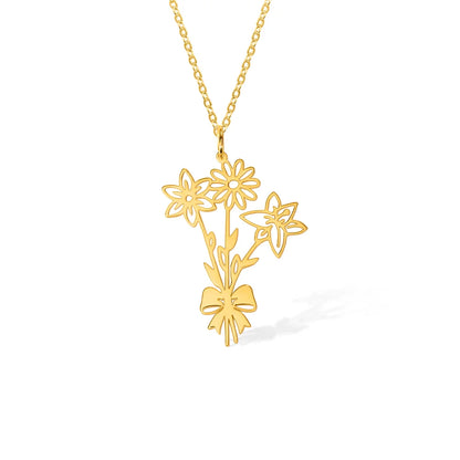 Custom Birth Flower Bouquet Necklace