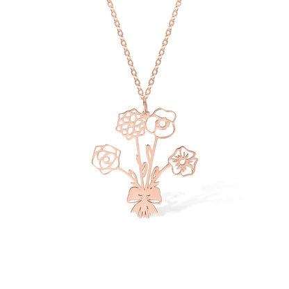 Custom Birth Flower Bouquet Necklace