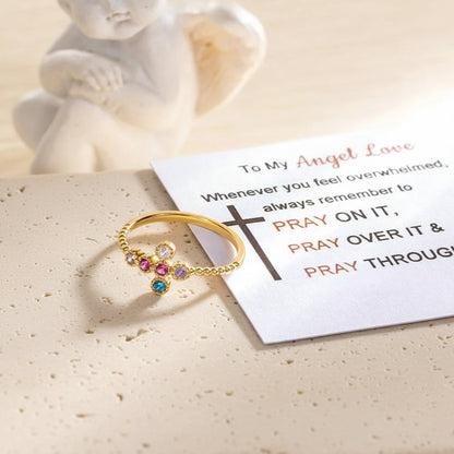 Custom 1-6 Birthstones Cross Ring