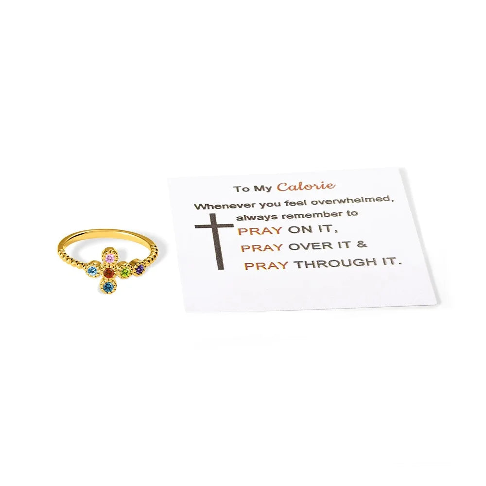 Custom 1-6 Birthstones Cross Ring