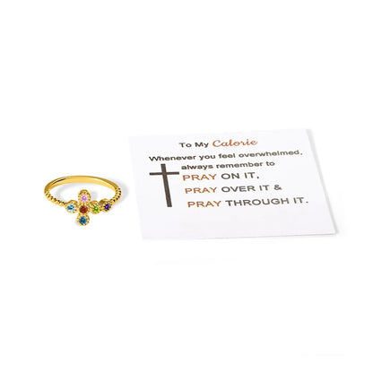 Custom 1-6 Birthstones Cross Ring