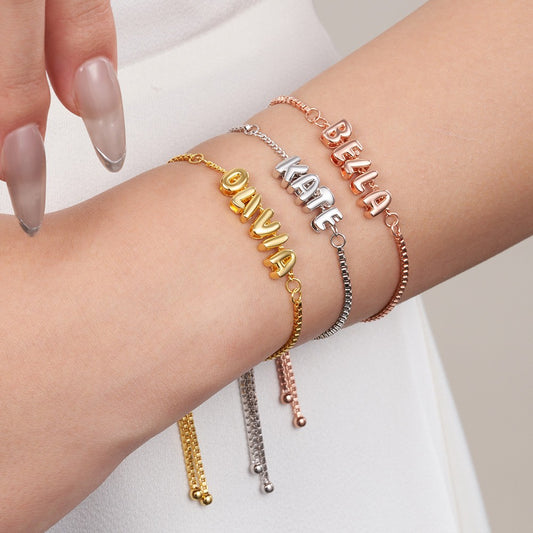 Custom Bubble Name Chain Bracelet
