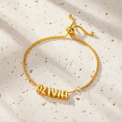 Custom Bubble Name Chain Bracelet