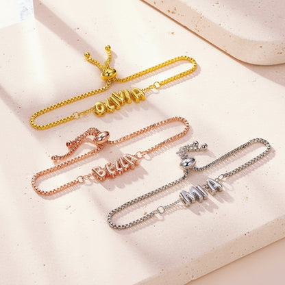 Custom Bubble Name Chain Bracelet
