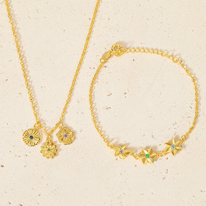 Personalized Birthflowers Bracelet & Necklace SET