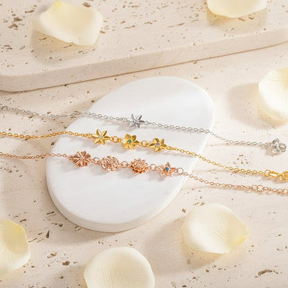 Personalized Birthflowers Bracelet & Necklace SET