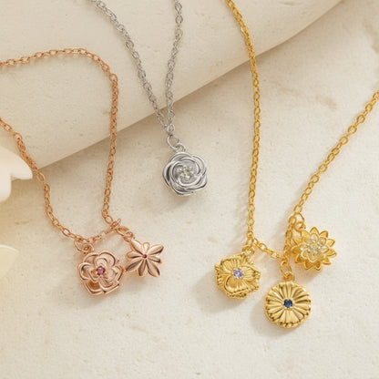 Personalized Birthflowers Bracelet & Necklace SET