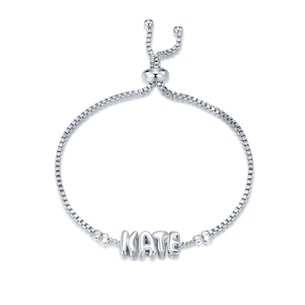 Custom Bubble Name Chain Bracelet