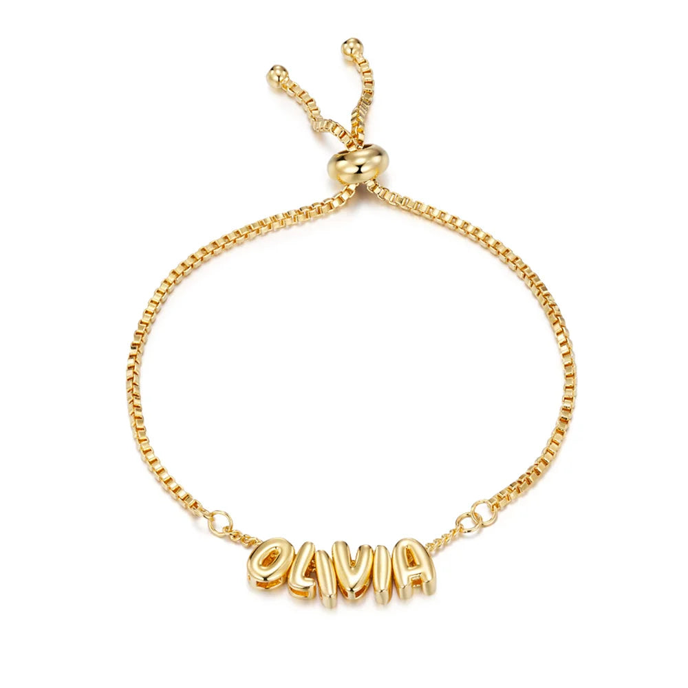 Custom Bubble Name Chain Bracelet
