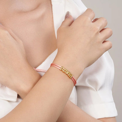 Custom Bubble Name Cord Bracelet