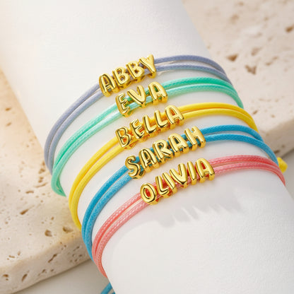 Custom Bubble Name Cord Bracelet