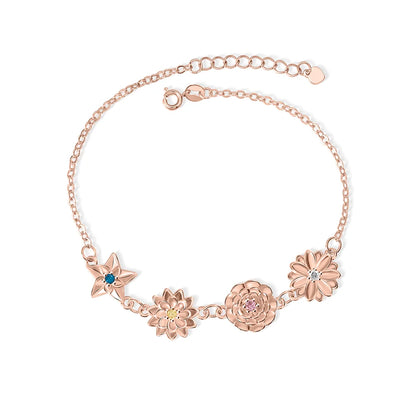 Personalized Birthflowers Bracelet & Necklace SET