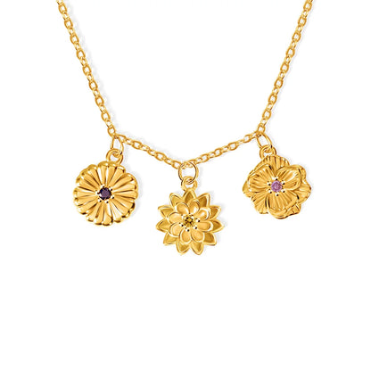 Personalized Birthflowers Bracelet & Necklace SET