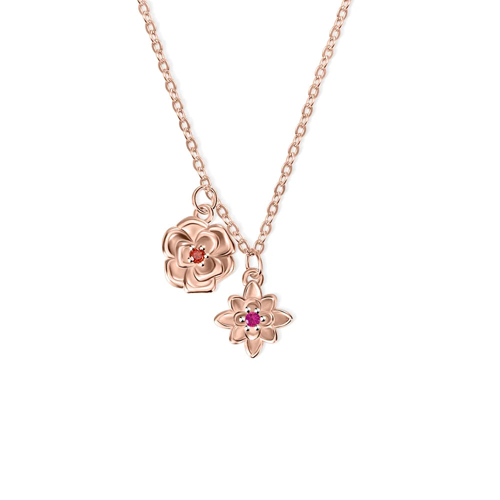 Personalized Birthflowers Bracelet & Necklace SET
